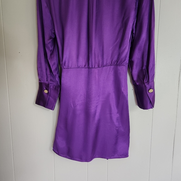 Zara nwt Satin effect wrap dress mini purple M - Picture 7 of 14